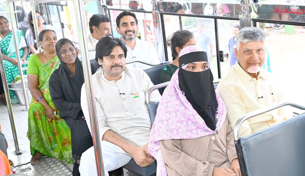 Andhra Pradesh CM Nara Chandrababu Naidu Launches ‘Sthree Shakti’ Free Bus Travel Program for Women in Vijayawada