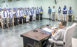 BSP Supremo Mayawati during the meeting with state-level officials of Muslim Bhaichara Sangathan.