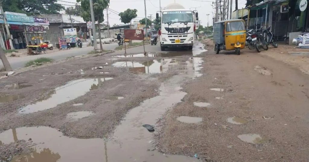 Road-from-Shaheennagar-to-Pahadishareef-is-filled-with-potholes-6