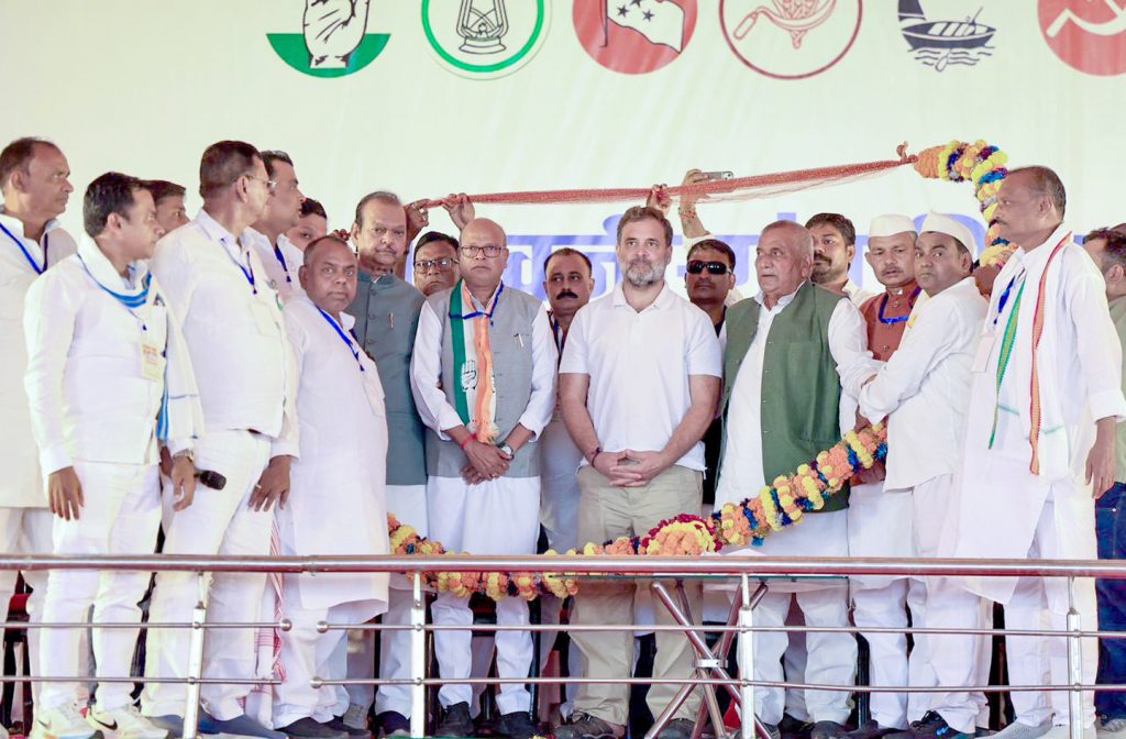 Lok Sabha LoP Rahul Gandhi during public meeting at Wazirganj